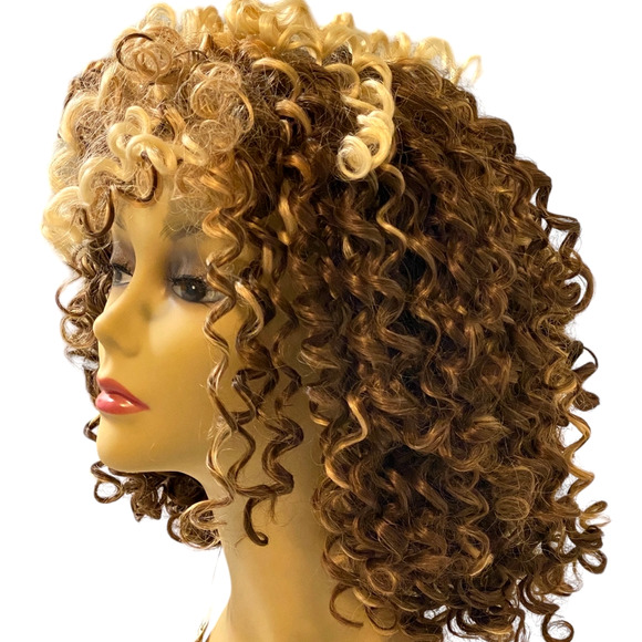 ASHRO Katrina Wig Kinky Curly Locs Brown Blonde Ombre Synthetic Hair  NWT - Picture 6 of 14